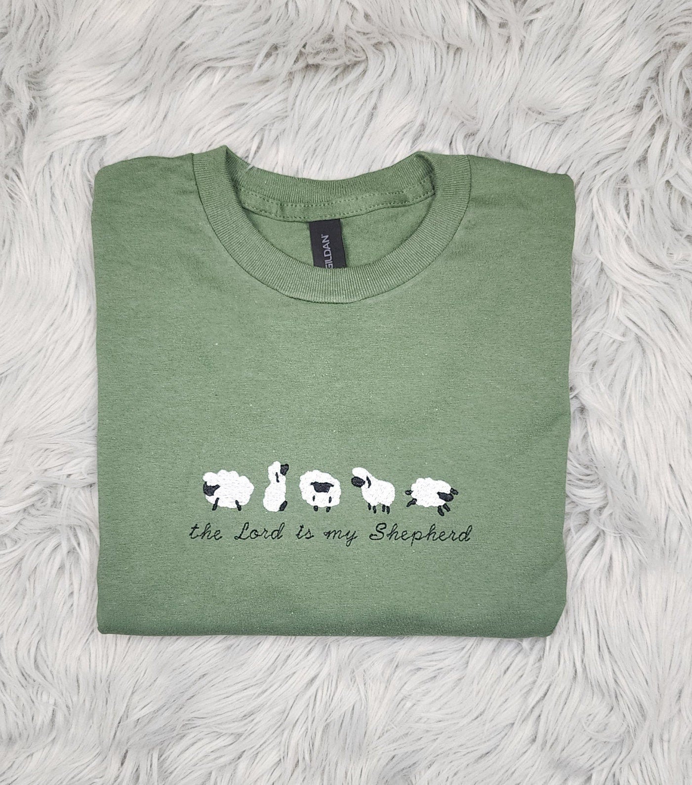 The Lord Is My Shepherd Embroidered Crewneck - Christian Embroidery - Bible Verse Crewneck