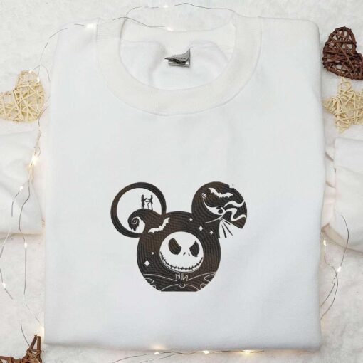 The Nightmare Before Christmas Jack Sallly Skeleton x Mickey Embroidered Shirt Disney Halloween Embroidered Shirt Best Halloween Gifts for Family