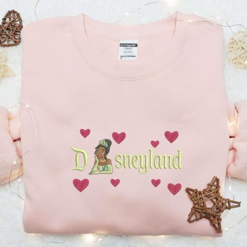 Tiana Disneyland Hearts Embroidered Shirt Disney Princess Embroidered Hoodie Best Gift For Girls