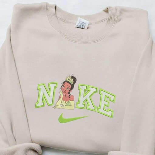 Tiana x Nike Cartoon Embroidered Shirt Disney Characters Embroidered Shirt Custom Nike Embroidered T shirt