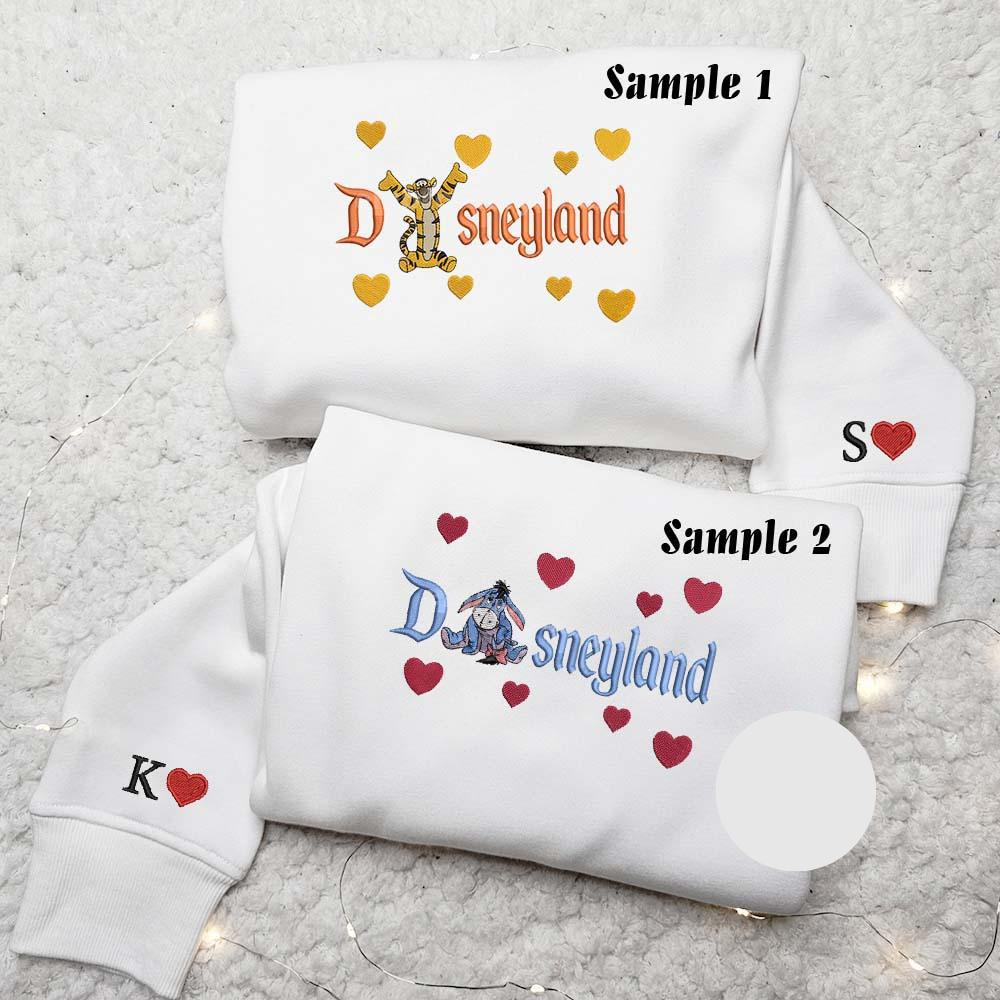 Tigger And Eeyore Cartoon Embroidered Couples Shirts 1