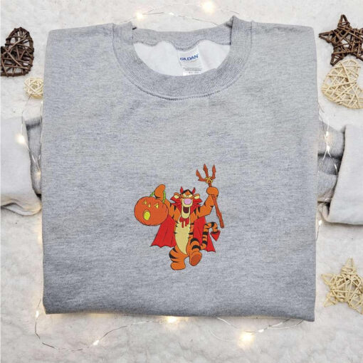 Tigger Devil Embroidered Shirt Disney Characters Embroidered Hoodie Best Halloween Gift Ideas