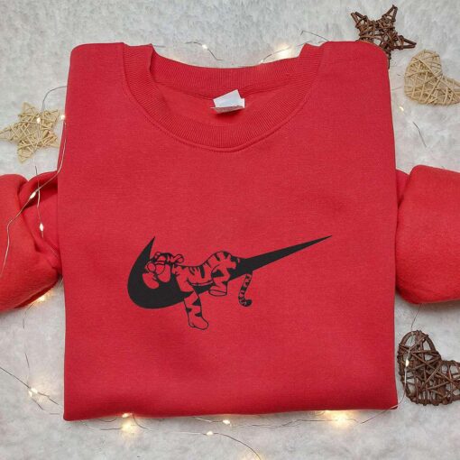 Tigger x Nike Swoosh Anime Embroidered Hoodie Winnie the Pooh Disney Embroidered Shirt Nike Inspired Embroidered Shirt