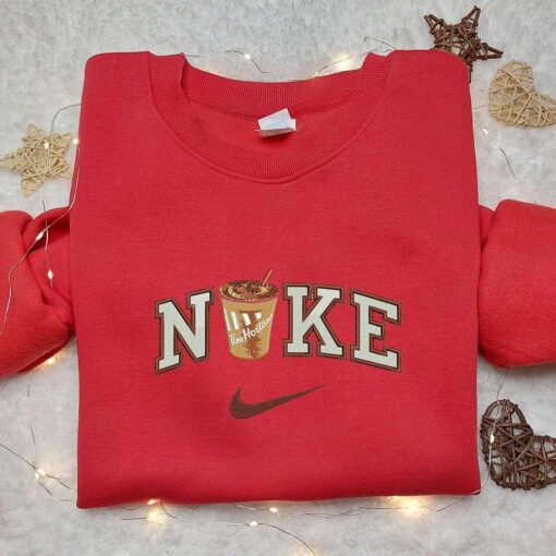 Tim Hortons Cup x Nike Embroidered Sweatshirt Favorite Drink Embroidered Shirt Nike Inspired Embroidered Shirt