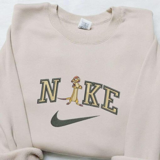 Timon x Nike Cartoon Embroidered Sweatshirt Disney Characters Embroidered Hoodie Best Birthday Gift Ideas