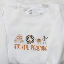 Tis The Season Retro Spooky Pumpkin Embroidered Shirt Vintage Halloween Embroidered Hoodie Best Halloween Gift Ideas