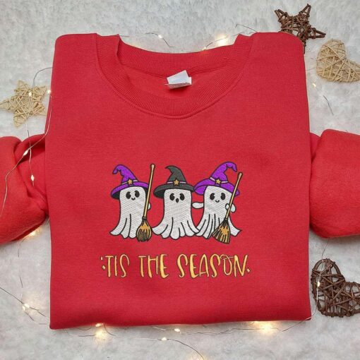 Tis The Season Witch Ghosts Embroidered Shirt Cute Halloween Embroidered Hoodie Best Halloween Gift Ideas