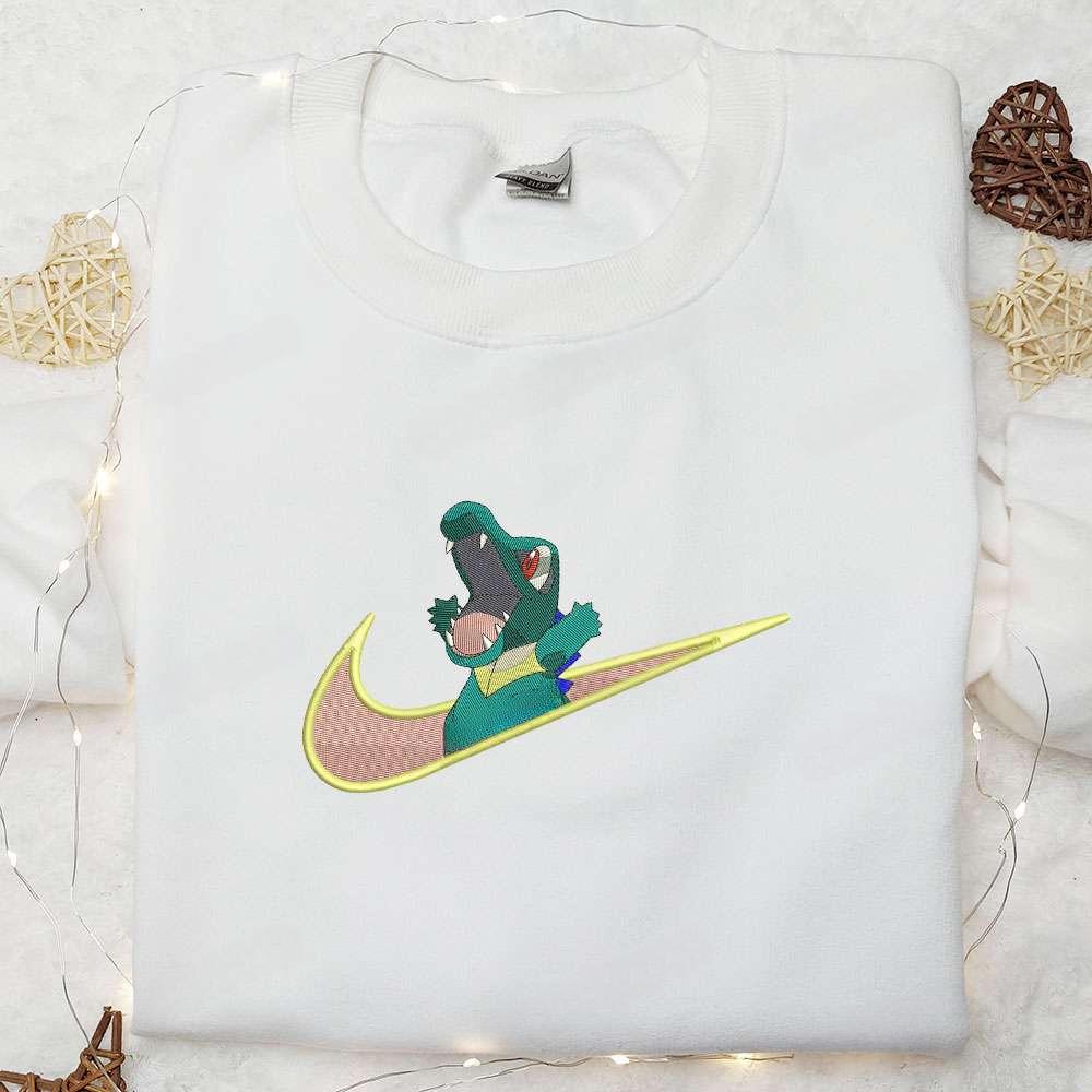 Totodile Pokemon Anime Embroidered Shirt , Anime Embroidered T-shirt Sweatshirt Hoodie, Inspired Anime Movie, Best Gift for Anime Fans