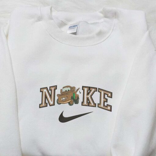 Tow Mater x Nike Embroidered Shirt Disney Cars Embroidered Hoodie Cartoon Embroidered T Shirt