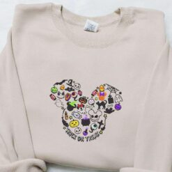 Trick Or Treat Mickey Disney Elements Embroidered Shirt Disney Characters Embroidered Hoodie Best Halloween