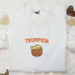 Trumpkin Make Halloween Great Again Embroidered Shirt Funny Halloween Embroidered Shirt Cool Halloween Embroidered Shirt
