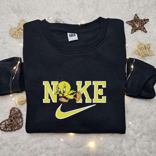 Tweety x Nike Cartoon Embroidered Hoodie Walt Disney Characters Embroidered Shirt Best Birthday Gift Ideas for Family