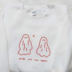 Two Ghosts Embroidered Hoodie Cute Halloween Embroidered T shirt Best Gift Ideas For Family