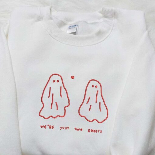 Two Ghosts Embroidered Hoodie Cute Halloween Embroidered T shirt Best Gift Ideas For Family
