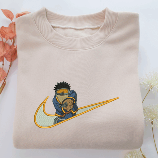 Uchiha Obito Swoosh Nike Embroidered Sweatshirt, Nike Movie Inspired, Best Gifts Idea For Him Her