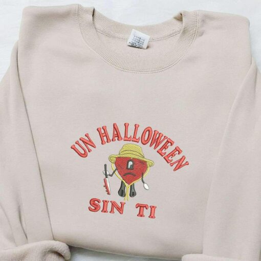 Un Halloween Sin Ti Bad Bunny Embroidered Sweatshirt Celebrity Embroidered Hoodie Best Halloween Gift Ideas