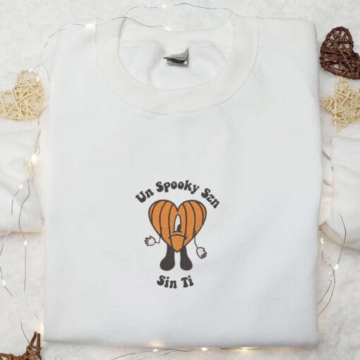 Un Spooky Szn Bad Bunny Pumpkin Embroidered Sweatshirt Halloween Embroidered Hoodie Best Gifts for Family