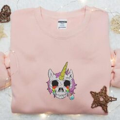 Unicorn Skull Embroidered Shirt Halloween Embroidered Hoodie Best Halloween Gift Ideas