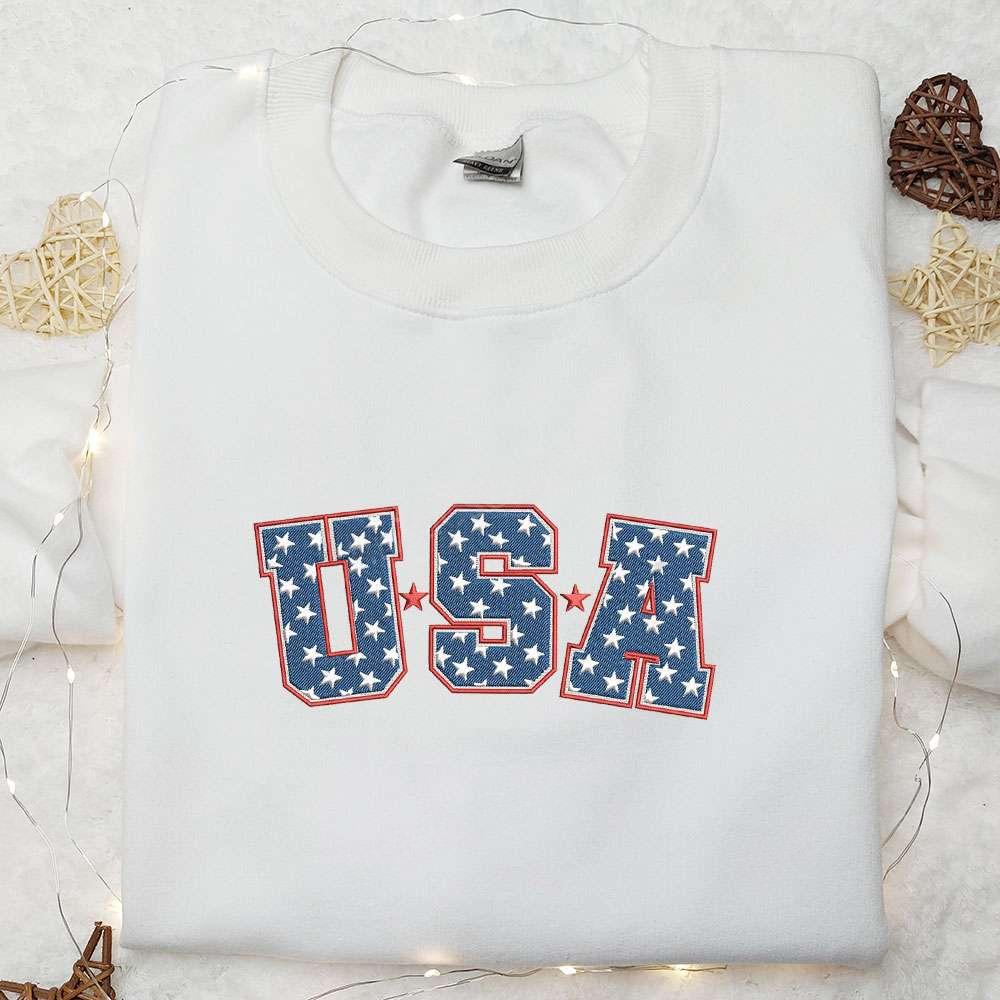 USA Star Embroidered Shirt National Day Gifts