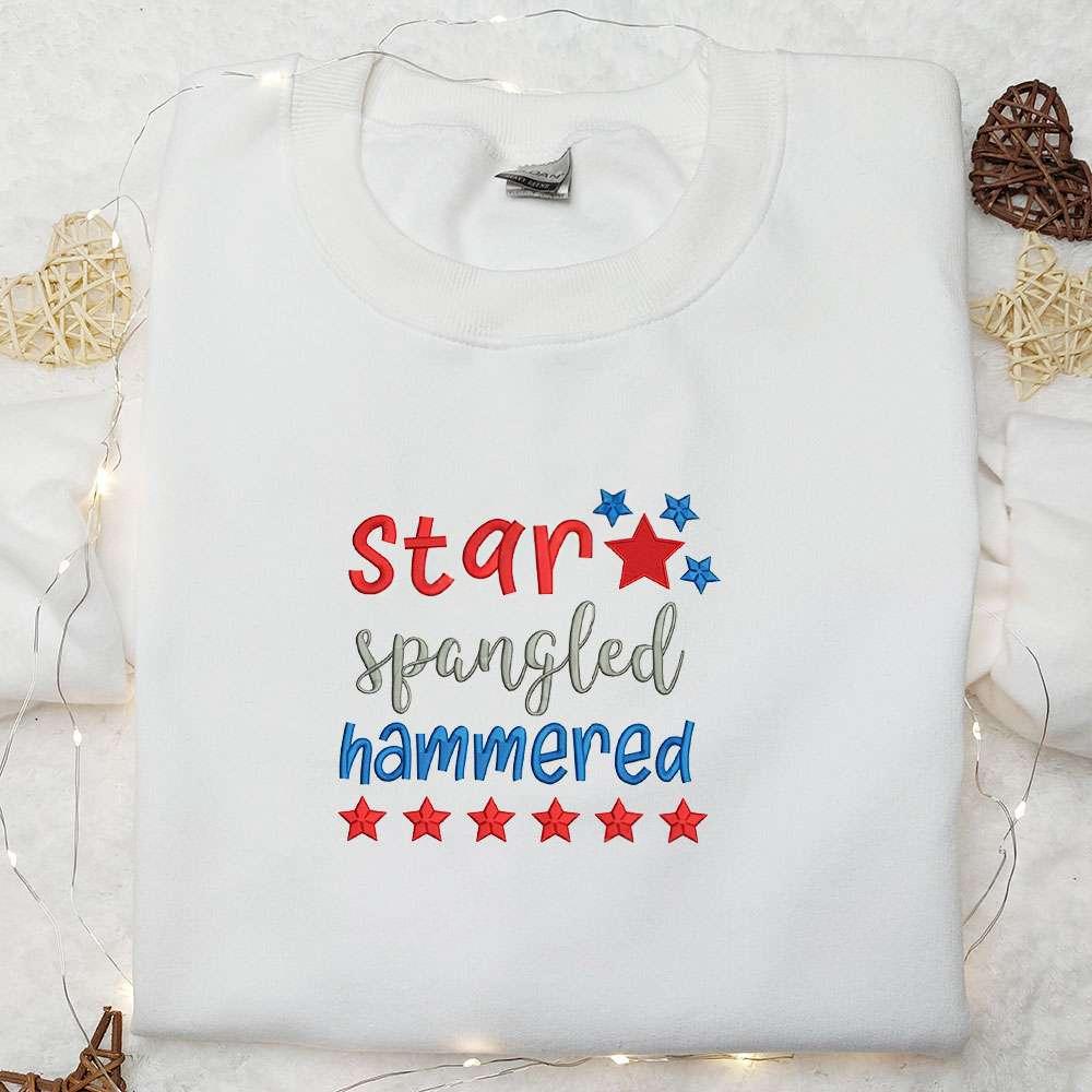 USA Stars Spangled Hammered Embroidered Shirt Best Patriotic Shirts National Day Gifts