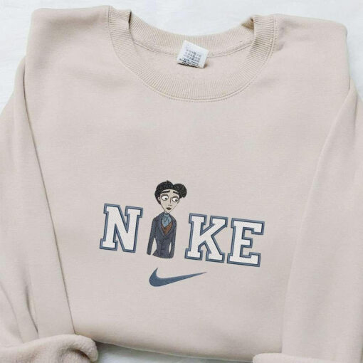 Victor x Nike Embroidered Shirt Corpse Bride Cartoon Embroidered Hoodie Nike Inspired Embroidered Sweatshirt