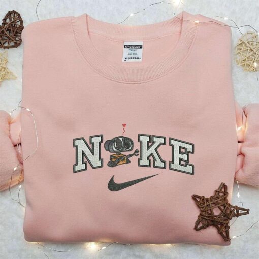 Wall E x Nike Embroidered Hoodie Wall E Disney Embroidered Shirt Nike Inspired Embroidered Shirt