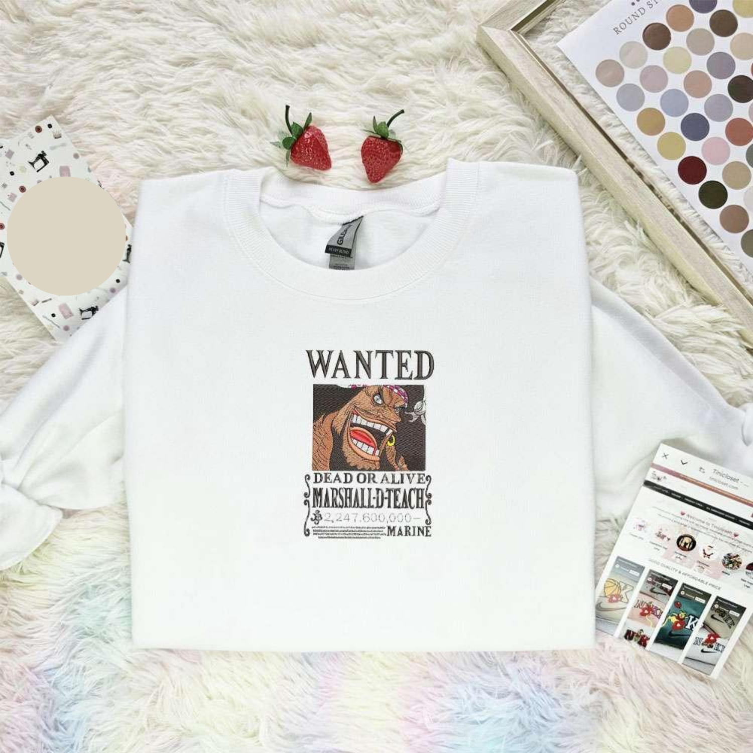 Wanted Marshall D Teach One Piece Anime Embroidered Shirt, Inspired Anime Movie, Best Gift for Anime Fans