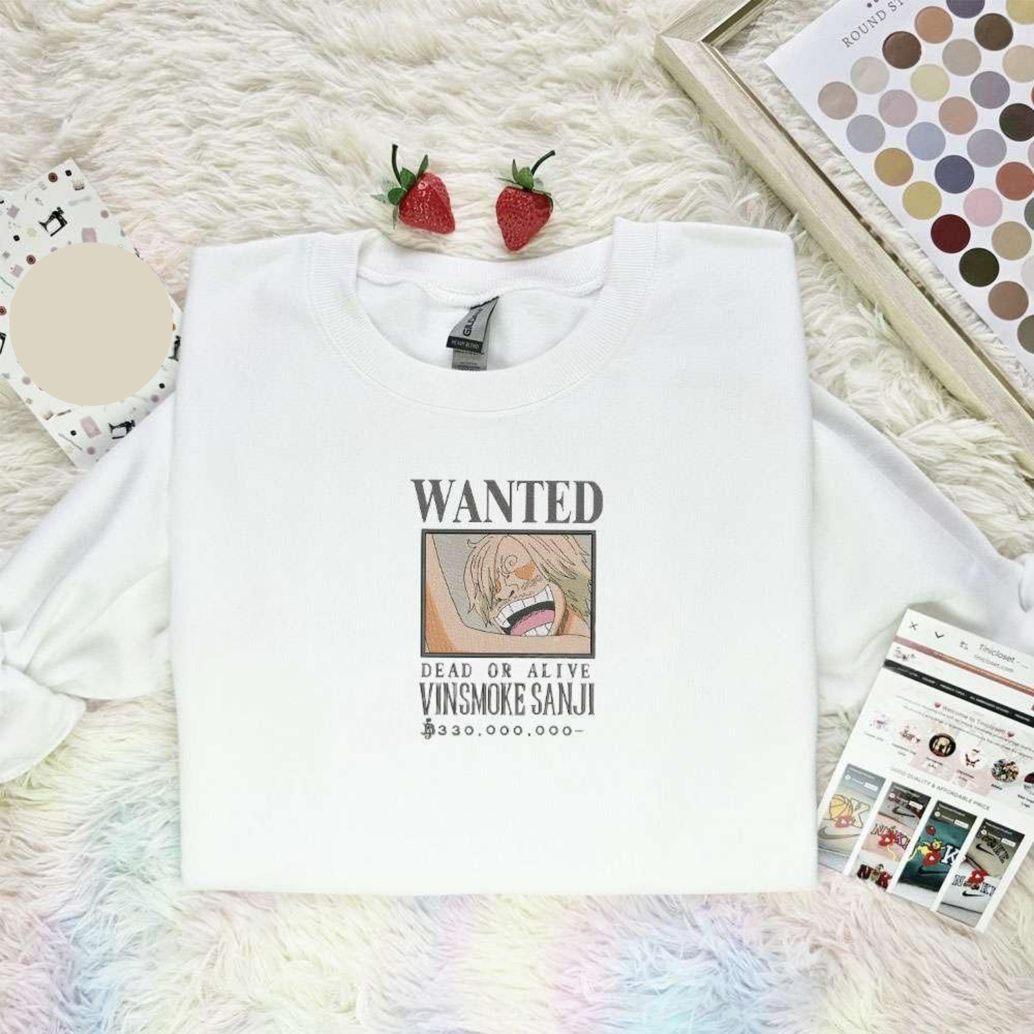 Wanted Sanji One Piece Anime Embroidered Shirt, Inspired Anime Movie, Best Gift for Anime Fans