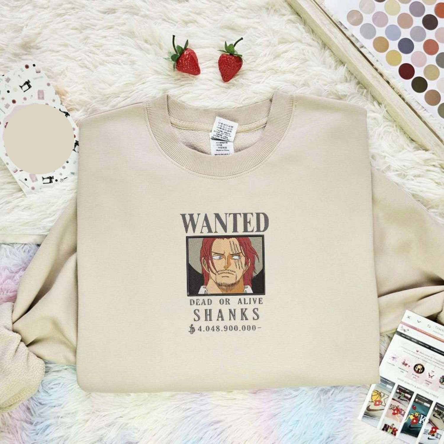 Wanted Shanks One Piece Anime Embroidered Shirt, Inspired Anime Movie, Best Gift for Anime Fans