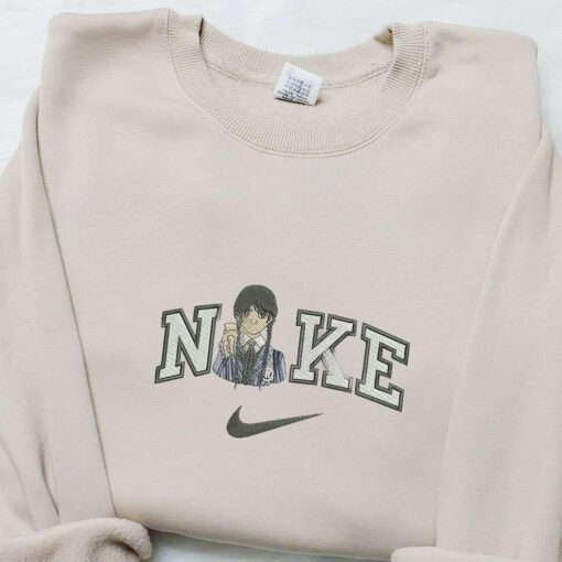 Wednesday Addams And Thing x Nike Embroidered Shirt Nike Inspired Embroidered Hoodie Best Gifts For Family
