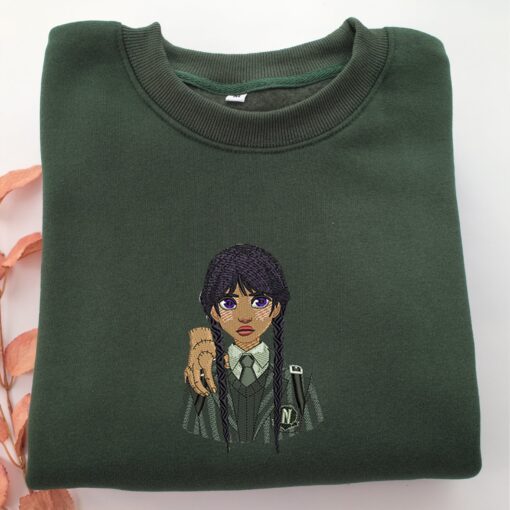 Wednesday Addams Nike Embroidered Sweatshirt, Nike Movie Inspired, Best Gifts Idea For Him Her - Image 3
