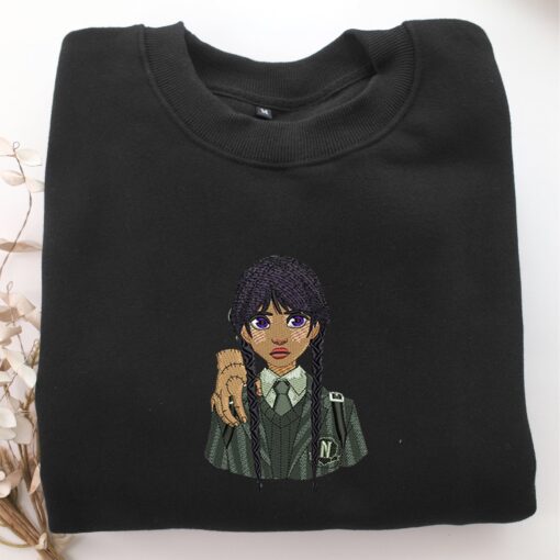 Wednesday Addams Nike Embroidered Sweatshirt, Nike Movie Inspired, Best Gifts Idea For Him Her - Image 5