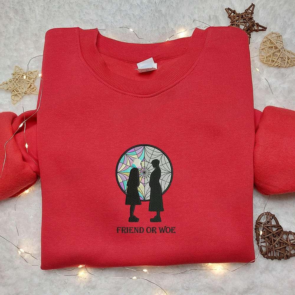 Wednesday Friend Or Hoe Embroidered Sweatshirt Movie Embroidered Shirt Best Gifts For Friends