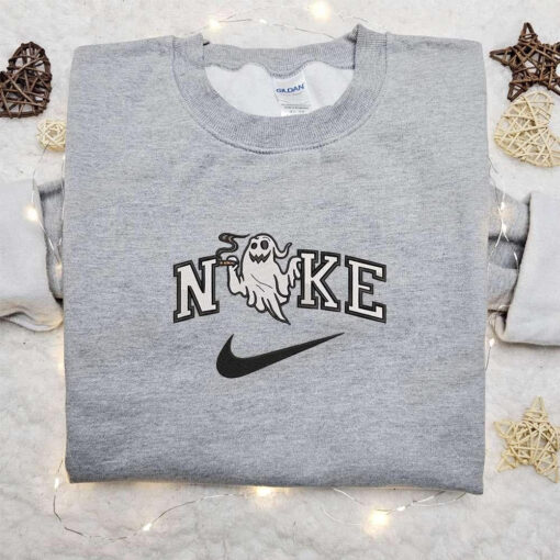 Weed Ghost x Nike Embroidered Sweatshirt Halloween Embroidered Shirt Best Halloween Gift Ideas for Family