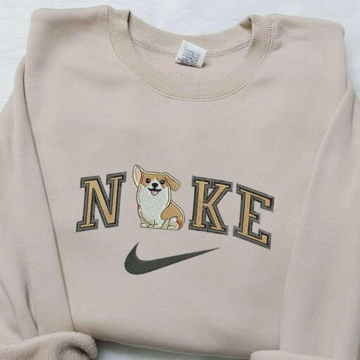 Welsh Corgi x Nike Embroidered Hoodie Animal Embroidered Shirt Nike Inspired Embroidered Shirt