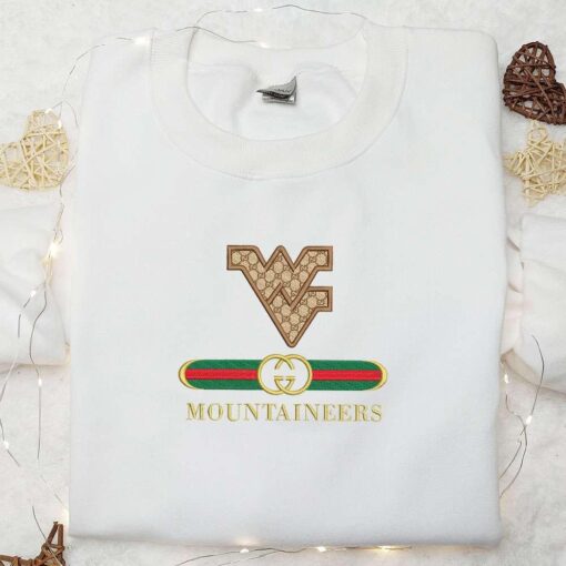 West Virginia Mountaineers x Gucci Embroidered Shirt NCAA Sports Embroidered Hoodie Best Gift Idea