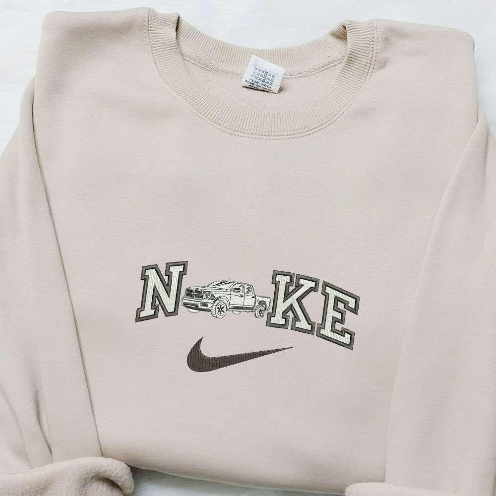 White Car x Nike Embroidered Shirt Transportations Embroidered Shirt Nike Inspired Embroidered Hoodie