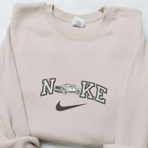 White Car x Nike Embroidered Shirt Transportations Embroidered Shirt Nike Inspired Embroidered Hoodie