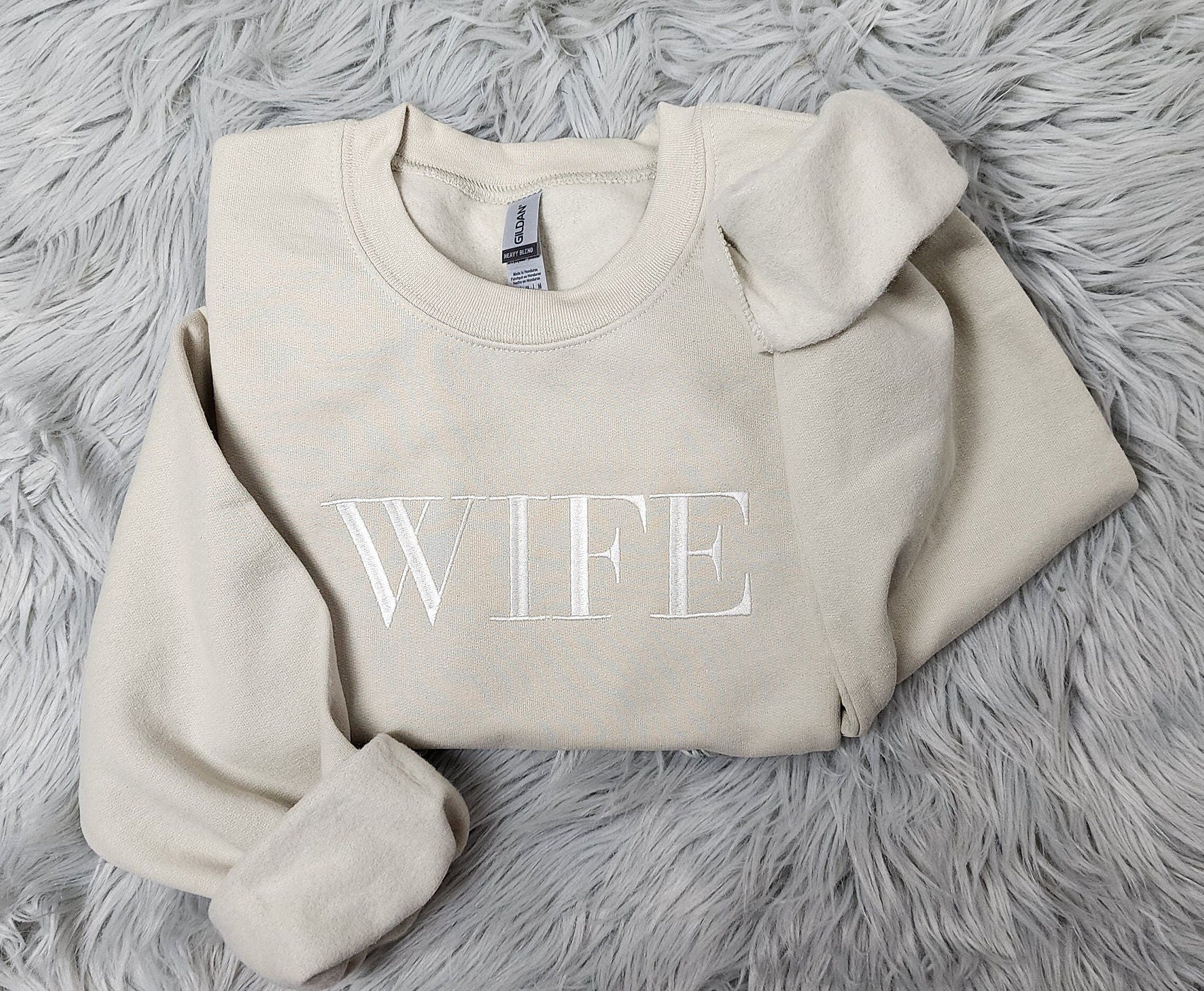 Wife Embroidered Crewneck - Wife Embroidered Shirt - Gift for Her - Embroidered Crewneck Shirt