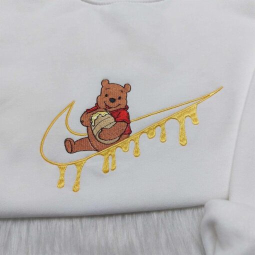 Winnie Pooh Nike Swoosh Sweatshirt Disney Embroidered Hoodie Custom Nike Swoosh Shirt