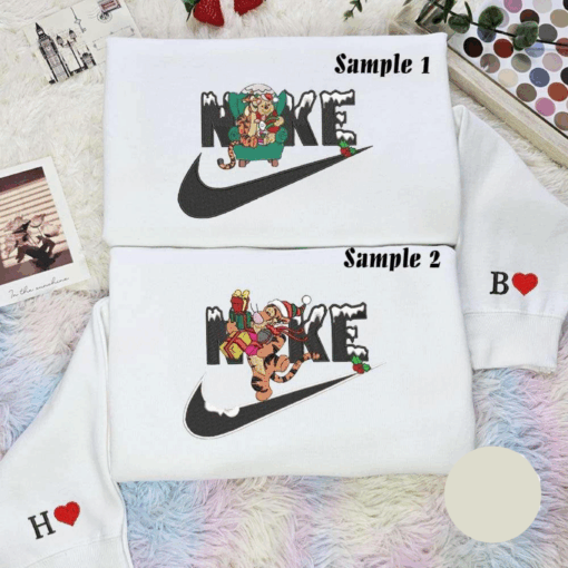 Winnie The Pooh And Friends Christmas Embroidered Couples Shirts