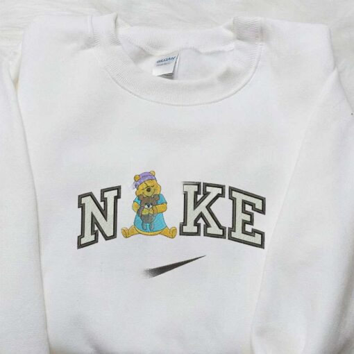 Winnie The Pooh and Teddy Bear x Nike Embroidered Sweatshirt Winnie The Pooh Embroidered Sweatshirt Nike Inspired Embroidered Shirt