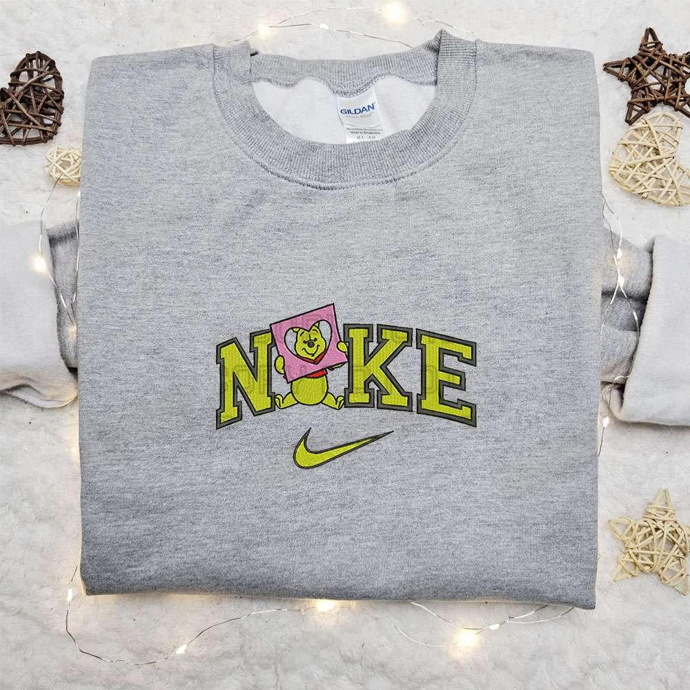 Winnie The Pooh Heart Paper x Nike Embroidered Shirt Valentines Day Embroidered Hoodie Best Holiday Gift Ideas