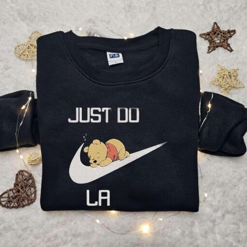 Winnie the Pooh Sleep x Nike Embroidered Sweatshirt Disney Characters Embroidered Shirt Best Gift Ideas for Family