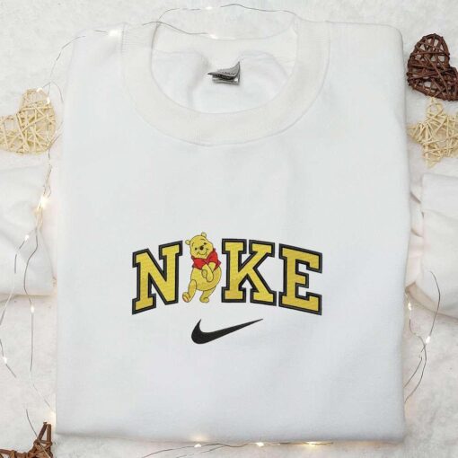 Winnie The Pooh x Nike Embroidered Shirt Disney Characters Embroidered Hoodie Cartoon Embroidered Sweatshirt