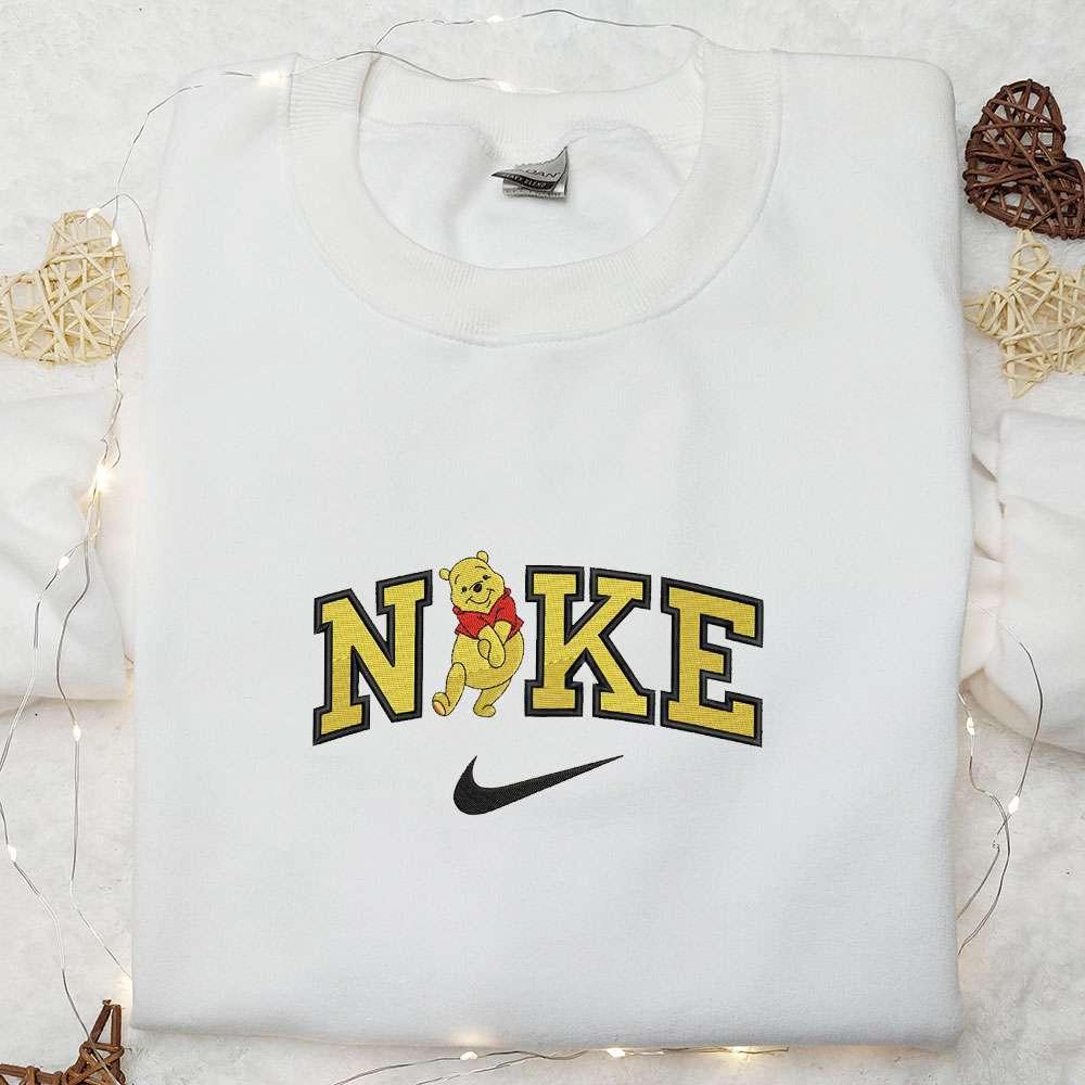 Winnie The Pooh x Nike Embroidered Shirt Disney Characters Embroidered Hoodie Cartoon Embroidered Sweatshirt