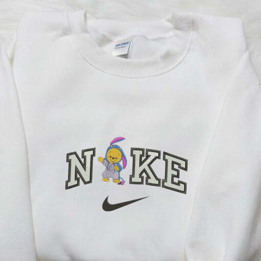 Winnie The Pooh x Nike Embroidered Shirt Disney Characters Embroidered Hoodie Nike Inspired Embroidered Sweatshirt