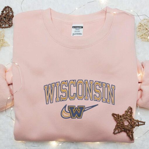 Wisconsin Badgers x Nike Embroidered Shirt Nike Inspired Embroidered Hoodie Best Gift Ideas for Family