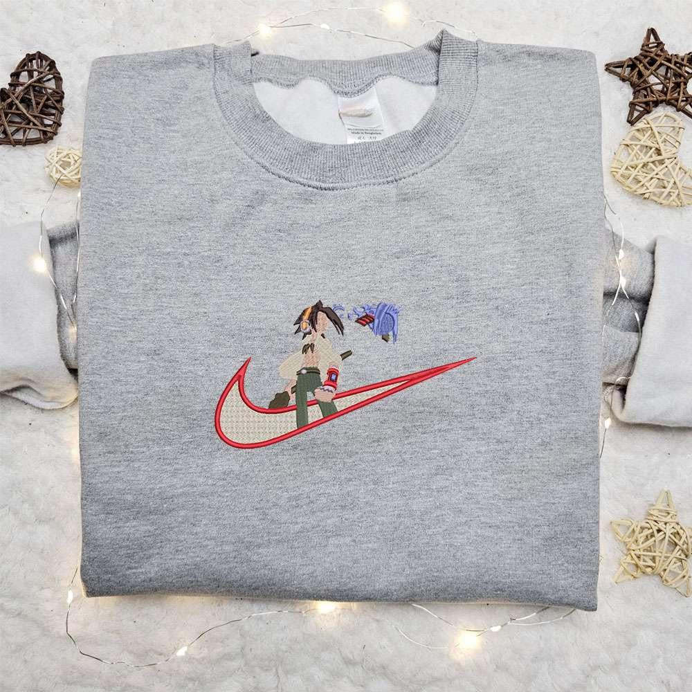 Yoh Asakura X Swoosh Embroidered Sweatshirt Shaman King Embroidered Shirt , Anime Embroidered T-shirt Sweatshirt Hoodie, Inspired Anime Movie, Best Gift for Anime Fans