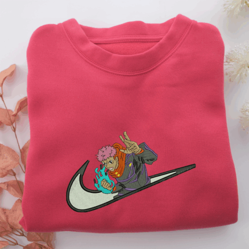 Yuji Itadori Swoosh Nike Embroidered Sweatshirt, Nike Movie Inspired, Best Gifts Idea For Him Her - Image 5